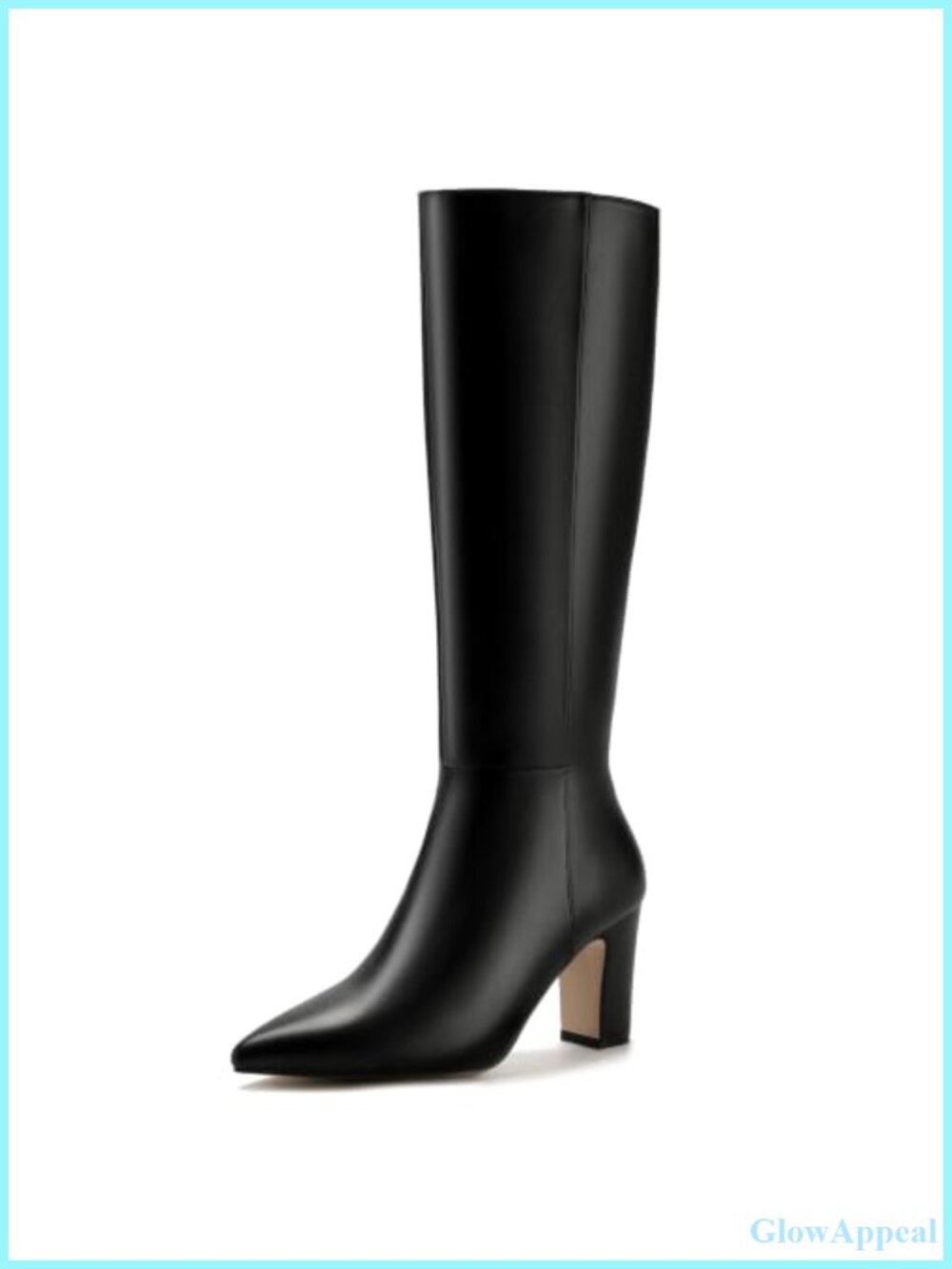 IDIFU Women's Pointed Toe Knee High Boots Block Heel Zipper Tall Boots